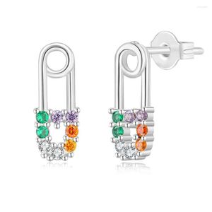 Stud Earrings Designer Paper Clip Piercing For Women Unusual Zircon Colorful Crystal Ear Lobe Accessories Trend Jewelry E491