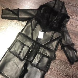 Women's Leather Shearling Long Hooded Ladies Genuine Women Real Lambskin Coat