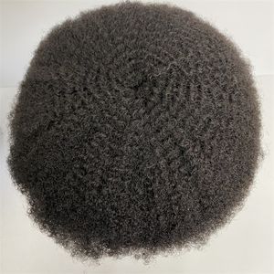 6mm Wave＃1bナチュラルブラックブラジルのバージンヒューマンヘアヘアピース8x10 Toupeeフルレースユニット黒人男性用