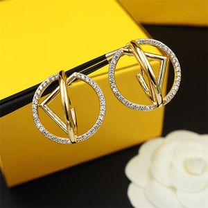 Designer Charm Earrings Luxury Golden Sparkling Diamond Earring Fashion Casual Silver Letters Ear Studs For Women Ladies Wedding Party Gifts