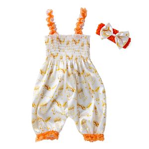 Strampler Kinder Overall Mädchen Cartoon Ärmellos Strampler Gold Elastischer Schultergurt Kopfbedeckung Polyester Born Pography Kostüme 230406