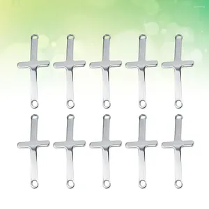 Charm Bracelets Cross Connectors Charms 10pcs Stainless Steel Double Hole Metal Pendant For Jewelry Making Bracelet Necklace