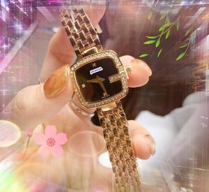 G Bee Square Women's Famous Designer Quartz titta på klassiska rostfritt stål diamanter ringklocka vattentätt superljust kedja armband armbandsur Montre de luxe gåvor