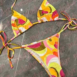 Sexy Tanga Bikini Set Fashion Print Bademode Damen Zweiteiler Badeanzug Strand Dreipunkt Bikinis