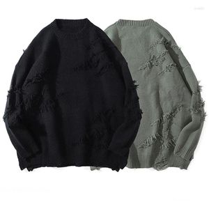 Men's Sweaters Y2k Streetwear Men Retro Hole Fringed Sweater Loose Versatile For And Women Long Sleeve