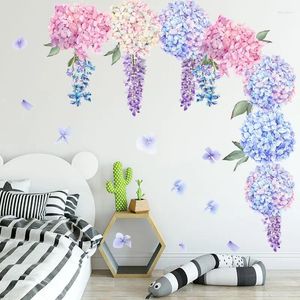 Adesivos de parede rosa roxo lavanda bola de flor auto-adesiva festa sala de estar quarto decoração de casa infantil