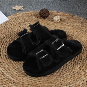 Pantofole da uomo Pantofole invernali Ciabatte Stivali di pelle di pecora Donna Ultra Mini Piattaforma Pelle scamosciata Comfort Pantofole invernali con fibbia fragola Ciabatte firmate da donna