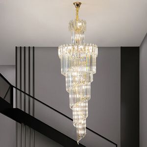 Staircase Crystal Chandelier Duplex Villa Livingroom Loft Apartment Loft Loft Loft Lift Empty Stairwell Rotating Long Chandelier