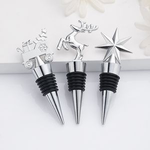 Christmas Wine Stoppers Bar Tools Santa Claus Elk Snowflake Metal Bottle Stopper Party Supplies