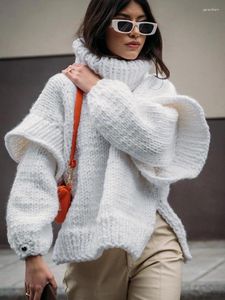 Женские свитера, свитер оверсайз, женский осенне-зимний водолазка, женский винтажный модный теплый вязаный пуловер, свободный женский уличный пуловер