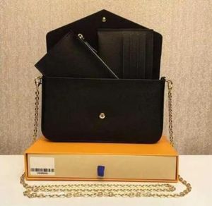 Multi hochwertige Pochette Damen Kettentaschen 3er Set Luxus Designer Handtasche Klappe Tote Geldbörse Clutch Bags Geldbörsen Umhängetasche Umhängetasche Brieftasche mit Box M61276