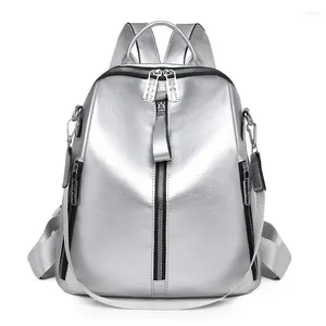 Schultaschen Luxus-Designer-Stil Rucksäcke für Damen Damen Schultasche Silber Weiches Leder Mädchen Eine Schulter Reise Weiblich