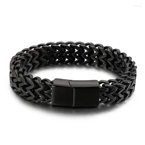 Link Armbanden 12 MM 7.87 INCH Zwart Rvs Tarwe Ketting Figaro Armband Voor Heren Geschenken