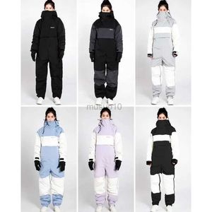 Diğer spor malzemeleri yetişkinler kış açık kayak tek parça takım elbise sıcak peluş binicilik bölünmüş bacak şövalye yarış moto sürme kıyafetleri kadınlar kar elbise hkd231106