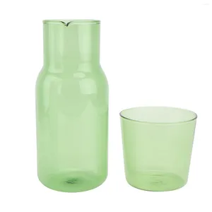 Conjuntos de vajilla 1 juego Taza de vidrio y kit de botella de hervidor de agua Herramientas para beber para la oficina en casa El Green (1 pieza