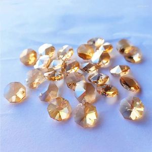 Chandelier Crystal Top Quality 20pcs/lot 14mm Champagne K9 Octagon Beads One Hole Nice Glass Lamp Part Diy Jewelry Accessories