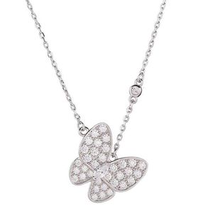 vanly cleefly S925 Silver Necklace Original Full Diamond Butterfly Necklace Guangzhou Micro Inlay Craft Hollow Necklace Collar Chain Decoration