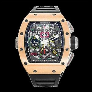 Richarmill Watch 자동 기계식 손목 시계 스위스 시계 손목 RM1102 MENS WATCH 18K 로즈 골드 캘린더 시간 달 이중 시간대 자동 Mech WN-MSAU