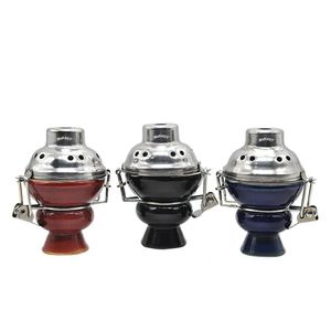 Toppuff Small Ceramic Shisha Bowl med metallkolshållare Skärm Röd blå svart färg Hosah Top Head Bowl Shisha Charcoal Holder