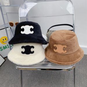 Trendy Fashion Bucket Hat Luxury Caps Hats Mens Imitation Mink Fur Calssic Letter Bucket Hat Womens Men Black Unisex Beanies Winter Bonnet 2311061BF