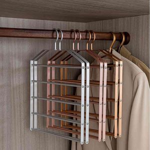 5 in 1 Pant Hanger for Clothes Hanging Rack Multi-Layer Shelves Closet Storage Organizer Aluminum Alloy Trouser Towel Hanger