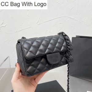 CC Bag Andra väskor 2023SS W Summer Classic Flap Mini Square Full Black Panda Bags Chain Cross Body Shoulder Quilted Calfskin Leather Outdoor Sacoche Designer N3H