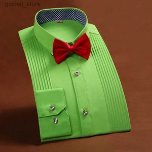 Men's Casual Shirts Men's Dress Shirts French Button Mens Dress Shirts Wedding Tuxedos Social Men's Long Sleeve Men Green White Black Pink Shirts Q231106