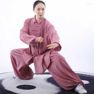 Abbigliamento etnico Tradizionale stile cinese Taiji Primavera/Estate Lino sottile Casual Tai Ji Abito da uomo Esercizio Abbigliamento da donna