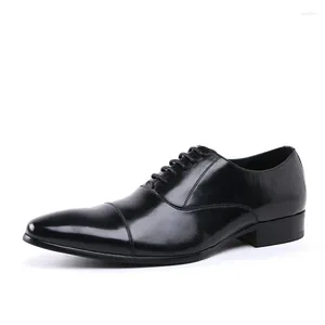 Модельные туфли из натуральной кожи, мужские туфли-оксфроды с острым носком на шнуровке, мужские свадебные мужские туфли высокого качества для офисных работ, размер 37 44