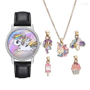 Orologi da polso 6PCS 2023 Set di orologi da polso Cartoon Fashion Luxury Band Crystal Orologio da polso da donna da donna Orologi Lady Relogio Feminino Reloj Mo