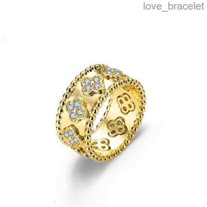 Quatro Clover de folhas Cleef Ring Kaleidoscópio Anéis para mulheres Gold Gold Diamond Diamond Nail Rings Valentine Party Designer Jewelry