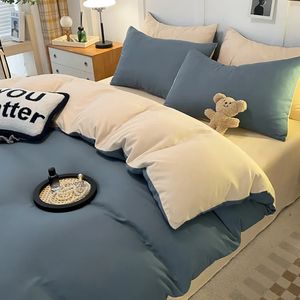 Conjuntos de cama moda cama única cama dupla hotel casa para baixo conjunto capa edredão couro amigável tecido cor sólida extra grande 231106