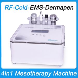 Hot 4in1 Mesotherapy Beauty Machine EMS RF Cold Hammer Micro-needling Skin Lifting Anti Aging Wrinkle Removal Dermapen System Microcurrent Bio Cryo Therapy Salon