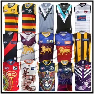 AFL Port Adelaide Crows Essendon Bombers Jersey Brisbane 라이온스 Fremantle Dockers Tank Top Gold Coast Suns Hawthorn Hawks Vest Rules _Jersey