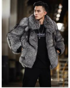 Men's Fur Faux Luxury Winter Warm Jackets Men Furry Coats Fox Outwear for Black Coat 231106