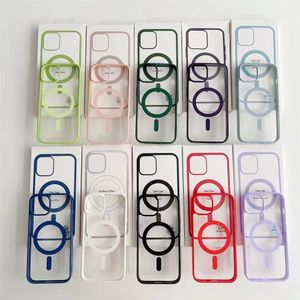 Magnetic Magsafe trådlös laddning av telefonfodral för iPhone 15 14 13 12 11 Pro Clear Acrylic Cover