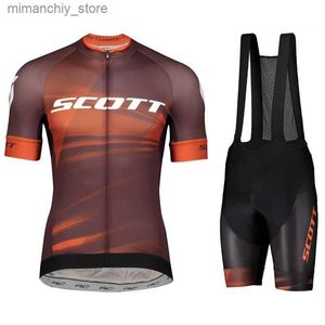 Rowerowe koszulki Scott Cycling Jersey Set 2023 Drużyna Letnia rowerowe rowerowe ubrania ubrania rowerowe Mountain Sports Rower Rower Set Set Q231107