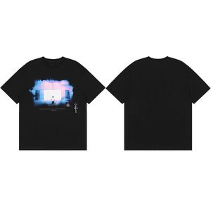 デザイナーメンズTシャツ夏の綿の高品位短袖Tネオンレター印刷男性と女性のカジュアルシャツクリエイティブファッションブランドルーズラウンドネックシャツ