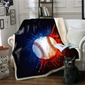 Großhandel Bälle Sportdecken verdicken weiche 3D-gedruckte Decke Kinder Erwachsene Winter Plüsch Schal Couch Sofa Überwurf Fleece Wrap Heimtextilien