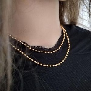 Catene Designer Original 3mm Copper Bead Chain Double Layer Punk Necklace 2023 Fashion Short Jewelry Ladies Party Gift