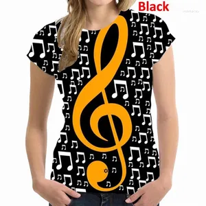 T-shirt da uomo Moda estiva Abbigliamento da donna Nota musicale Stampata Casual Manica corta O-Collo Top T-shirt camicetta taglie forti da donna