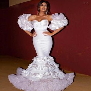 Casual Dresses Gorgeous Mermaid Prom Gowns With Ruffles White Sweertheart Spanish Dance Party Gown Special Occasion Trumpet Formal Dress