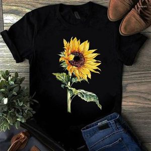 Men's T Shirts Maycaur Women's T-shirt Casual Sunflower Pattern Print Tshirt Comfortable Clothing Top Spring And Summer