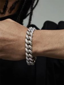 Designer Moissanite diamond tennis bracelet 19cm with Logo Official Size Silver Cuba bracelet for man Never Fade
