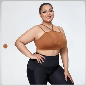 Yoga Outfit Sexy Women Bra Summer Plus Size Fitness Wear Shockproof Gathered Gym Quick Dry Breathable Sports Tops