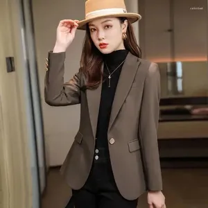 بدلات نسائية كاكي معطف ربيع الخريف 2023 الموضة كوريا الأكمام الطويلة بليزرز امرأة سترات غير رسمية للسيدات السترة بليزرز