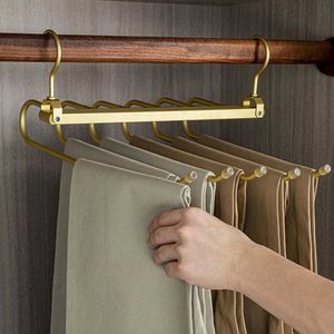 6 in 1 Magic Trouser Hangers Folding 360° Rotatable Pant Tie Scarf Storage Rack Aluminium Alloy Hanger Pant Organizer Space Save