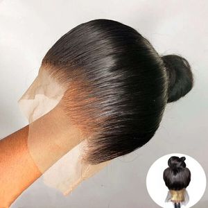 13x4 Human Hair Glueless Peruanska raka front peruker för kvinnor svart/röd/grå/lila transparen spets frontal peruk föregångad