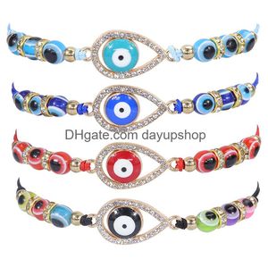 Perlen New Blue Evil Eye Charm Geflochtenes Seil Ketten Armbänder Für Frauen Männer Schildkröte Elefant Hamsa Hand Rote Schnur Armreif Mode Jewe Otlum