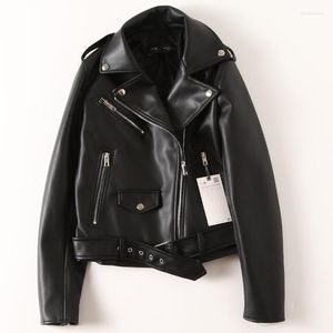 Women's Leather Spring Casual Short Coats Women Automotive PU Jacket Overcoats Slim Fit Biker Clothing European And American Style